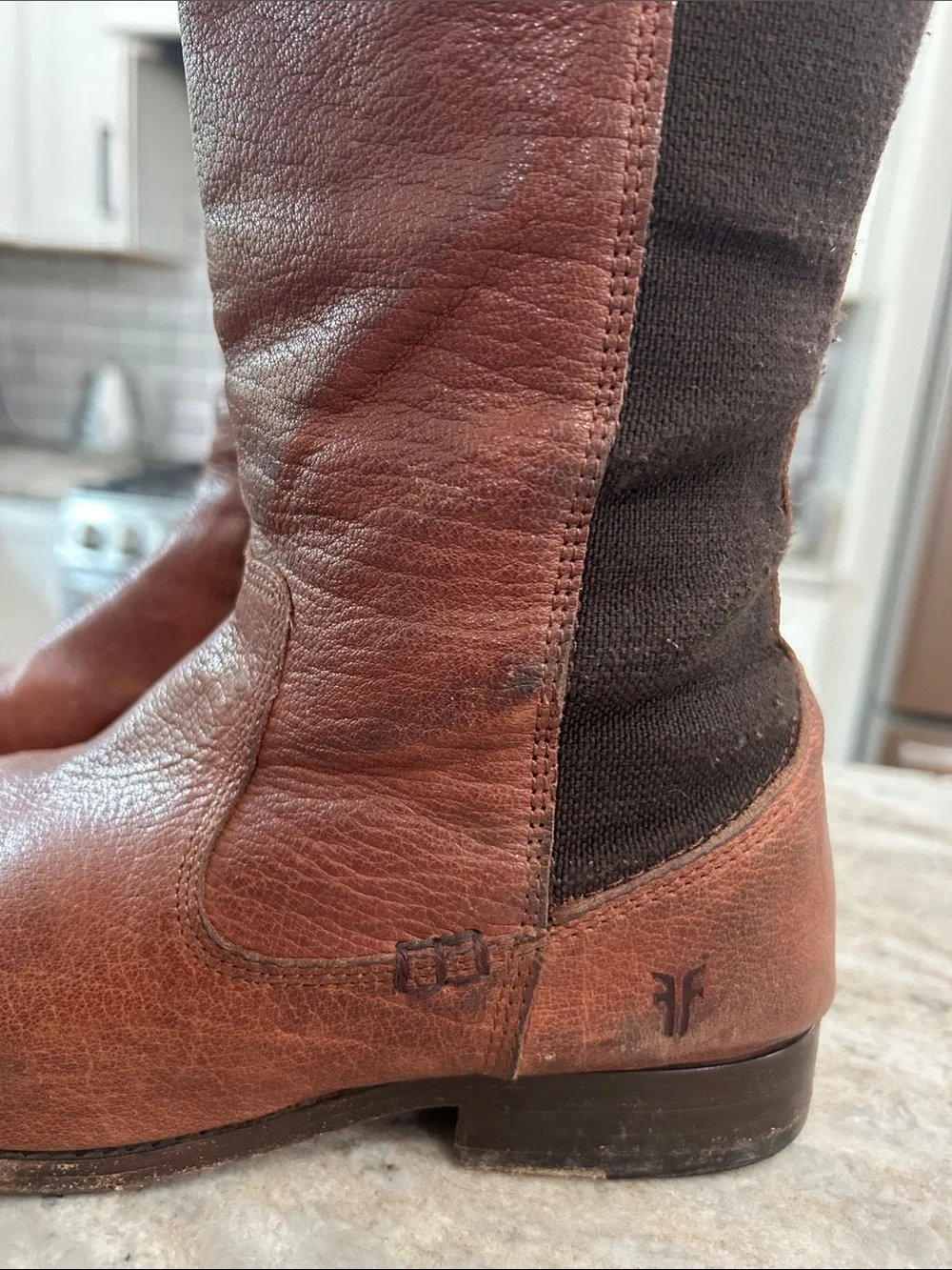Frye Molly Gore Tall Riding Boot Brown Leather 9B